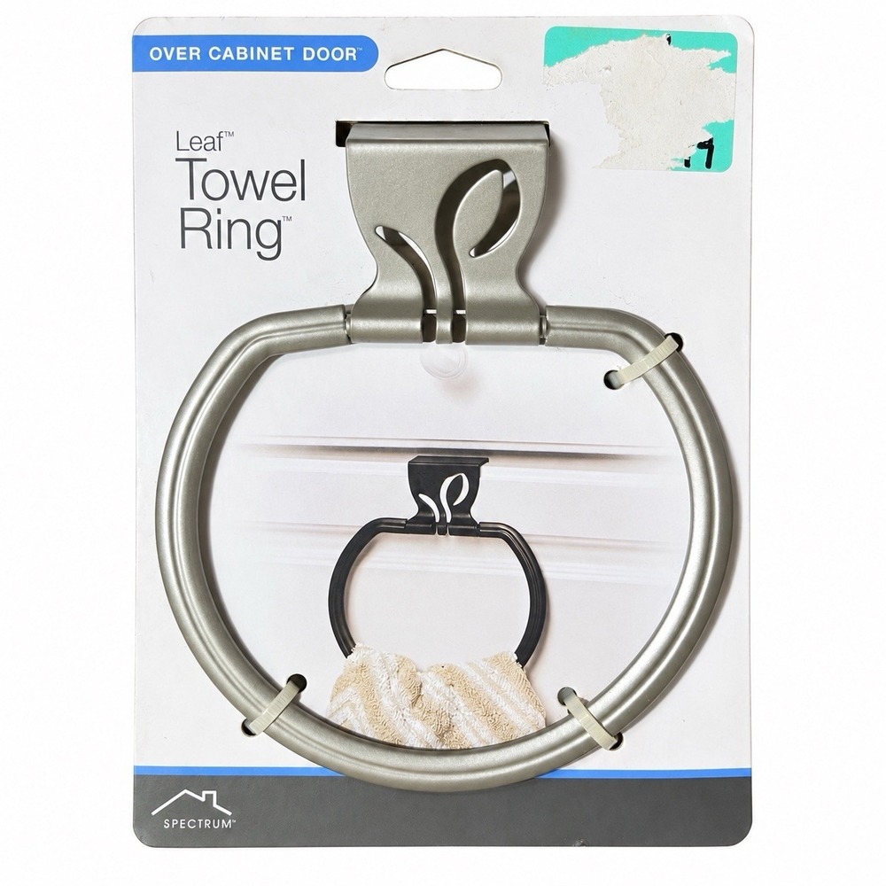 Spectrum Leaf Over Cabinet Door Towel Ring Satin Nickel Silver 64377